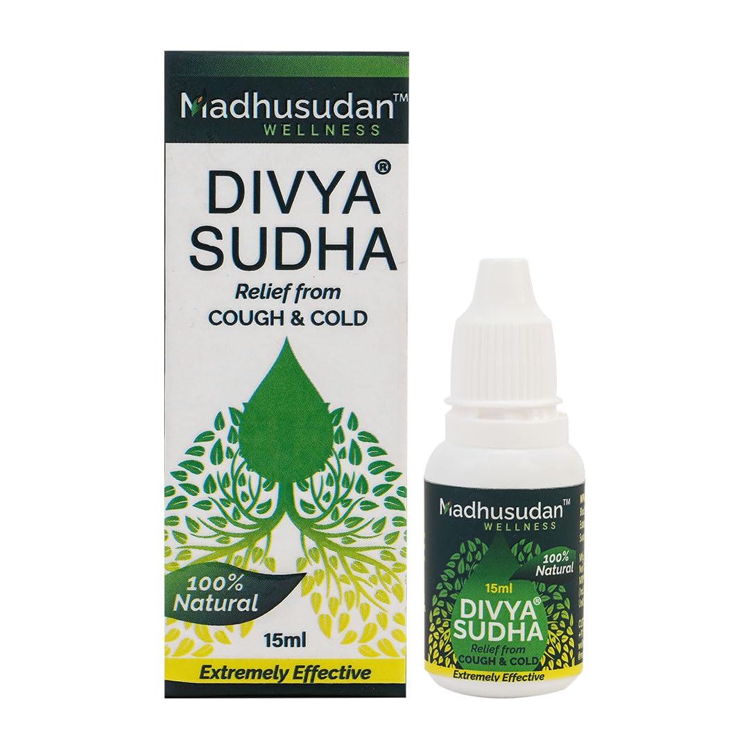 Divyasudha Cold Cough - Ayurvedic Natural Drop for Quick Relief from Cough, Cold & Sore Throat (15ml)