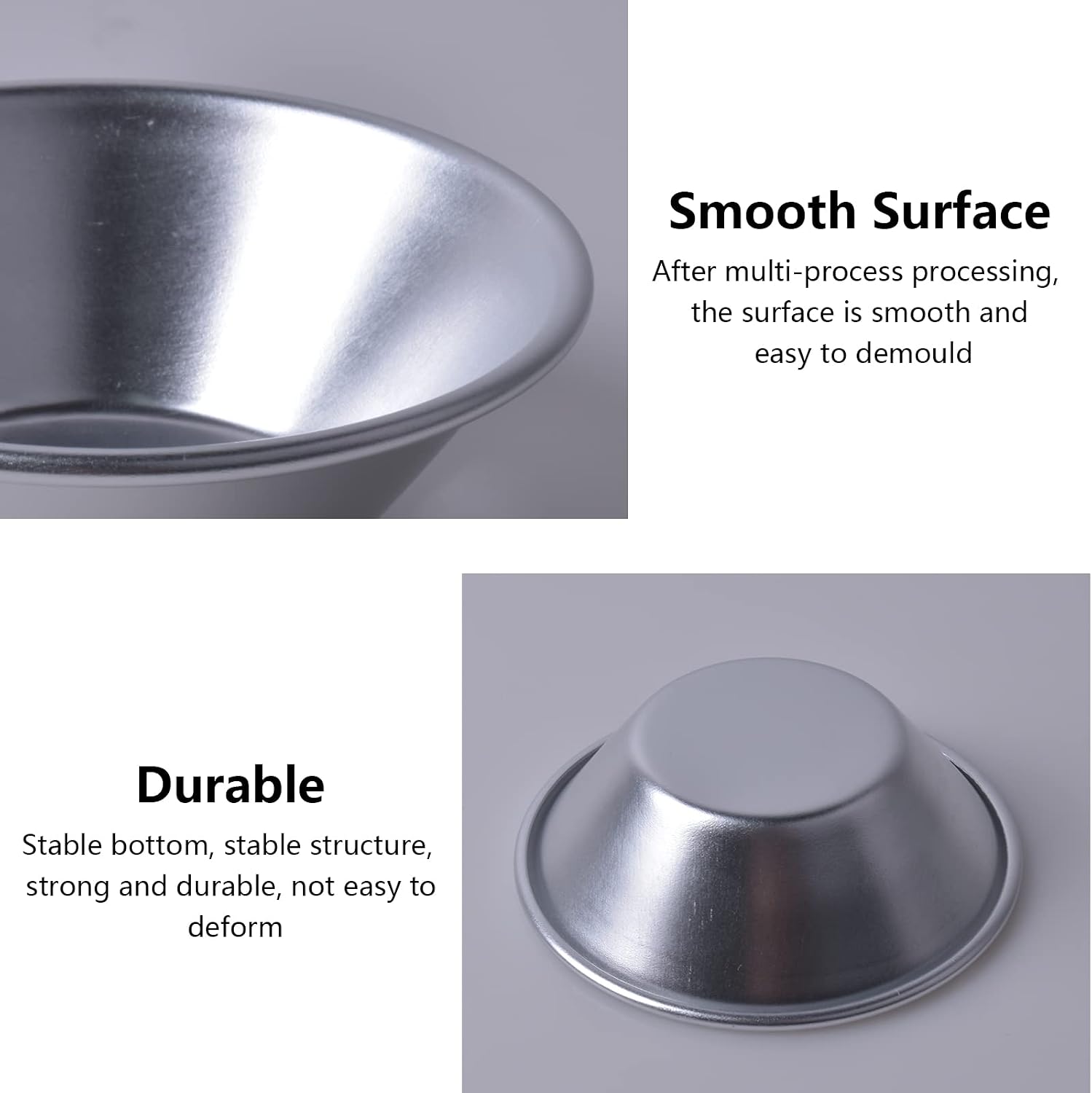 Set of 10 Muffin Cupcake Cups, Mini Pie Dishes Quiche Pie Tart Tins, Thicker Cake Cup Egg Tart Pudding Mould DIY Tools, Individual Round Pie Tins Non-Stick Coating Quiche Baking Moulds, Silver - Image 4