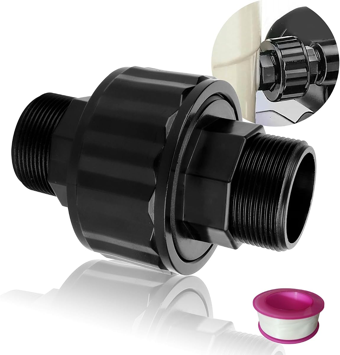 SP1480BLK Conector de bomba de filtro de piscina para Hayward DE y filtro de cartucho | Unión de extremo macho doble autoalineable MIP negra de 1-1/2 pulgadas, reemplazo compatible con la pieza Hayward modelo #Cc1000 y Cc1500
