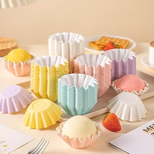Miniatura 8 de 100 tazas para hornear, revestimiento de cupcakes, envoltorios estándar para magdalenas, vasos de papel recubiertos a prueba de grasa para bodas,