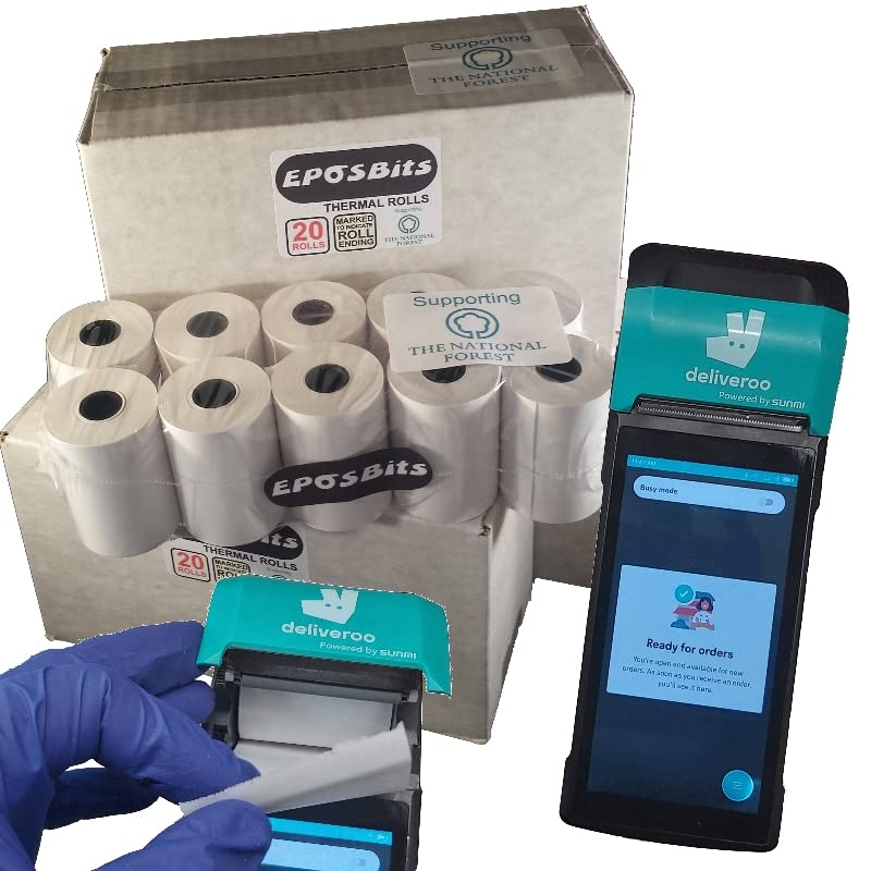Papier thermique Sunmi V2 Deliveroo : pack de 60 rouleaux d'impression de reçus professionnels