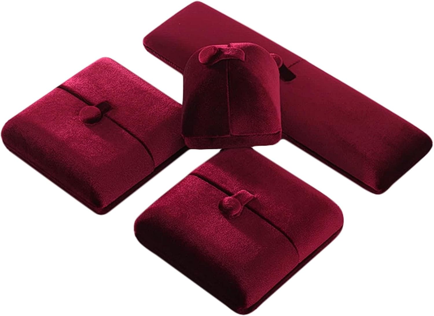 4-Piece Dark Red Wedding Proposal Ring Box Set, Jewelry Packaging for Bracelet, Necklace, Pendant, Velvet Storage Organizer