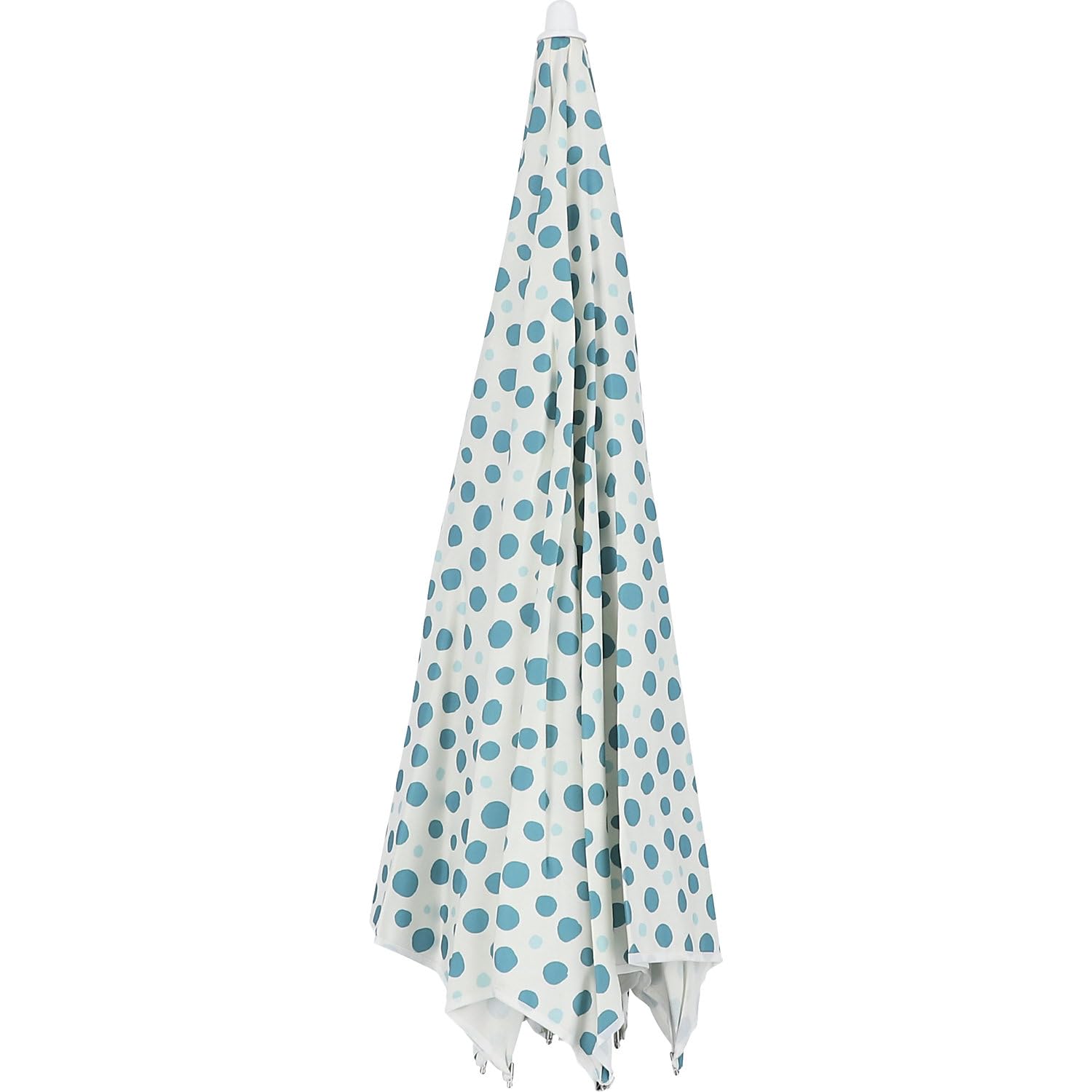 Parasol de balcon RAVENNA Ø 2m toile turquoise motif pois cadre blanc solide