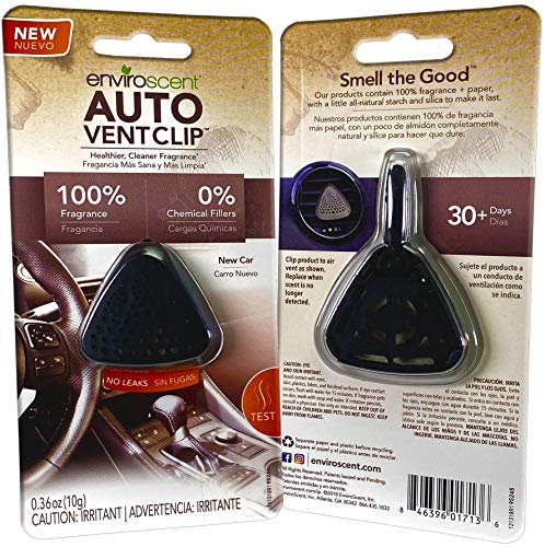 Enviroscents Car Air Fresheners Vent Clips, 100% Natural, Solvent-Free, New Car Scent