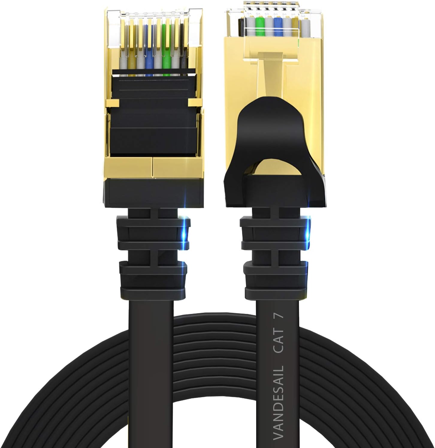 CAT 7 Ethernet Cable 15m, VANDESAIL Internet LAN Network Cable, RJ45 Patch Cord Gold Plated Lead for Switch, Router, Modem, Patch Panel (Black)