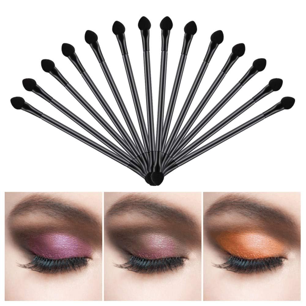 VIUJUH 30 PCS Professional Double-End Eyeshadow Brushes Cosmetic Tool, Disposable Dual Sides Eyeshadow Sponge Brushes Makeup Applicator, 12 CM, Black : Beauty & Personal Care