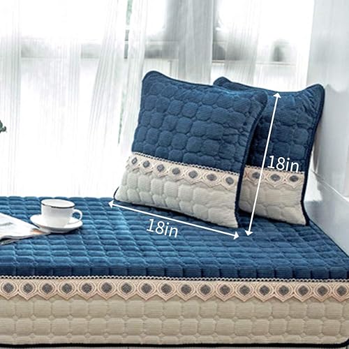 Miniatura 6 de JeogYong Juego de 2 cojines de asiento para ventana de campo con fundas de almohada de granja de 18 x 18 pulgadas, de pana, antideslizante, para