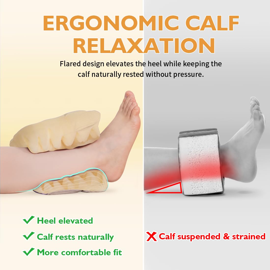 Protège-talon contre les points de pression, coussin de rehaussement de la cheville pour soulager les douleurs au talon et repose-pied, coussin de talon en mousse alvéolée pour personnes âgées