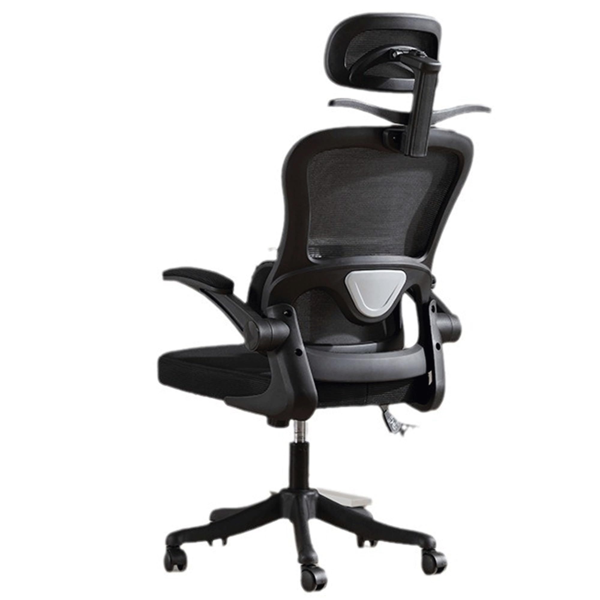Ergonomiczne krzesło biurowe dla graczy z regulowanym zagłówkiem 3D, oparcie z siatki, zdejmowany wieszak na ubrania, obrotowy pochylenie, idealny do pracy studyjnej i biura kierowniczego, czarny