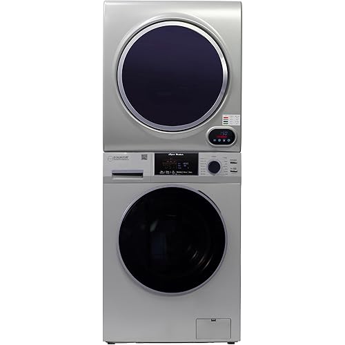 Equator Premium Stackable 15 Lbs Washer 1.62cf 110V+Vented Digi Dryer 3.5cf 110V (Silver)