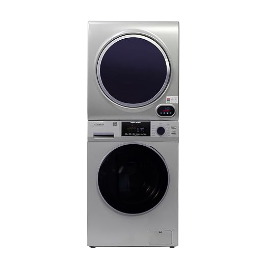 Equator Premium Stackable 15 Lbs Washer 1.62cf 110V+Vented Digi Dryer 3.5cf 110V (Silver)