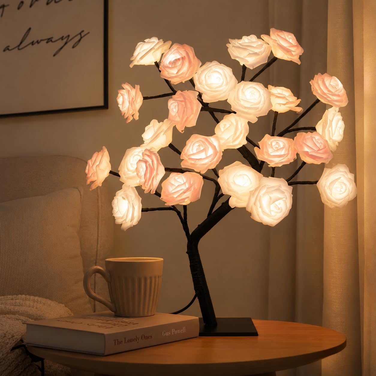LED Rose Tree Lamp, USB Powered Artificial Flower Night Light image 4