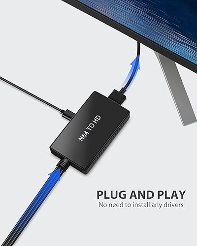 Miniatura 4 de Convertidor adaptador N64 a HDMI para consola de juegos retro N64SNESSFCNGC. Convierte señal Nintendo64GamecubeSNESSFC a todos los Smart TV HDMI.