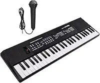 Teclado de piano elétrico, teclado infantil musical digital, 61 teclas, órgão eletrônico preto