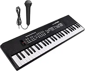 Teclado de piano elétrico, teclado infantil musical digital, 61 teclas, órgão eletrônico preto