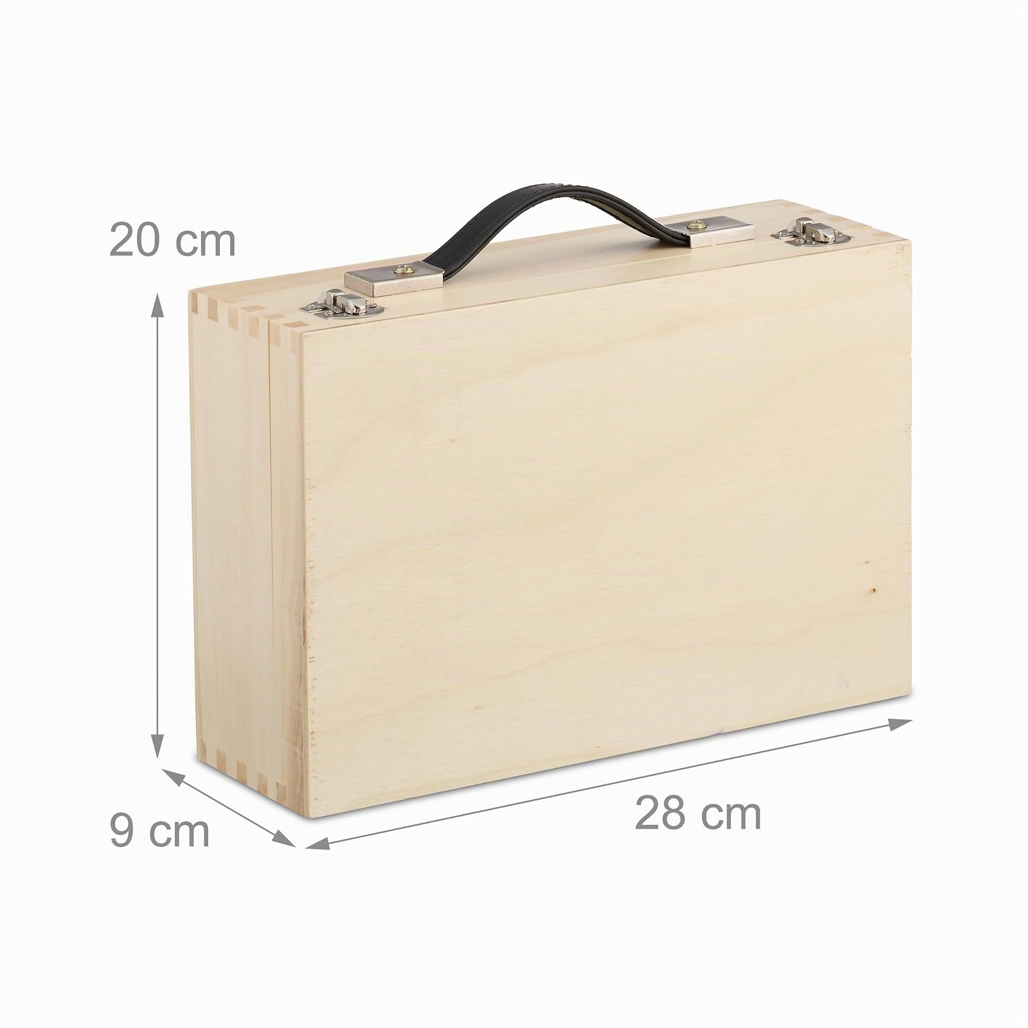 Relaxdays 6 Bolas de Petanca Acero, Cuerda de Medición y Maletín de Madera, Juego Boccia, 72 mm, Natural/Plateado