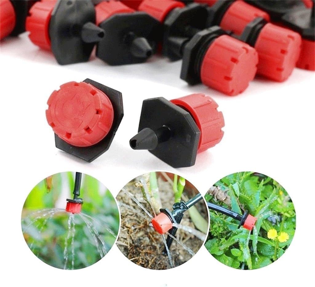 300Pcs 1/4Inch Adjustable Micro Drip Irrigation System, for Watering Sprinklers Anti-Clogging Emitter Dripper Red Garden Supplies (Size : 200 Pcs)