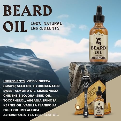 Miniatura 5 de Striking Viking Aceite y bálsamo para barba  Acondicionador para barba  Doma, estiliza, suaviza e hidrata barba y bigote  Fabricado con aceites de