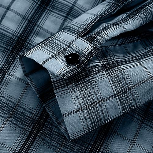 Checkered Button Up Shirt Men Long Sleeve Casual Plaid Shirt Cowboy Work Shirts Transitional Weather no Pockets4