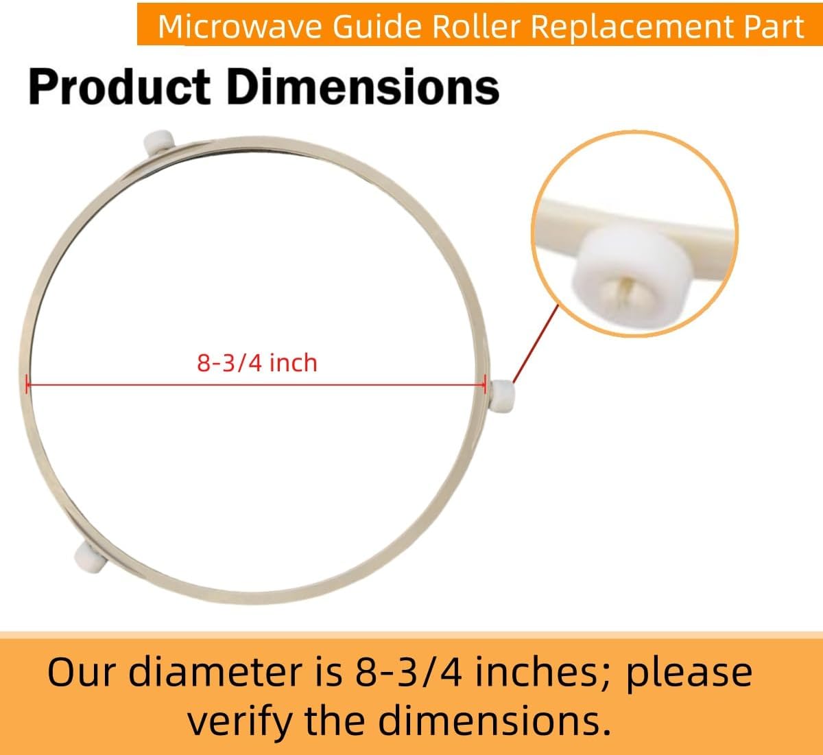Microwave Guide Roller Replacement Part fit for Samsung DE94-03688A, DE72-60196X008, ME21R7068A, MG14H3020CM, ME19R7041FS, ME21R7051SS, ME21R706BAT/AA, ME21M706BAG