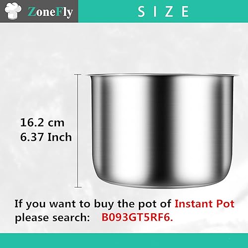 Miniatura 4 de Olla a presión XL de 6 cuartos de repuesto, olla interior de acero inoxidable compatible con olla a presión de 6 cuartos PPC770 PPC771 PPC770-1 PRO