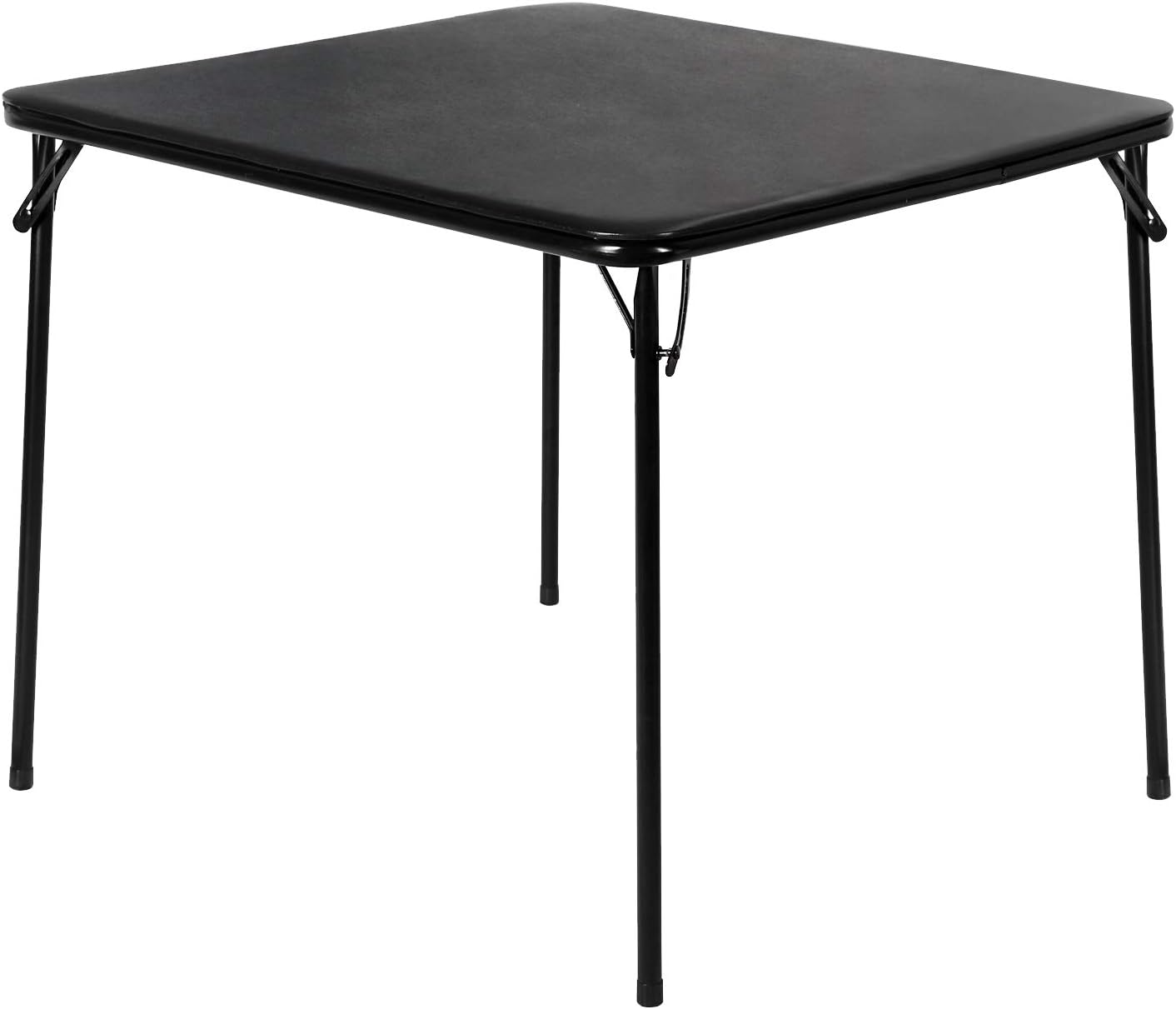 VECELO 34'' Portable Square Folding Card Table with Collapsible Legs & Vinyl Upholstery, Metal, Black