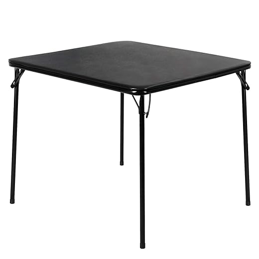 VECELO 34'' Portable Folding Card Table Square with Collapsible Legs & Vinyl Upholstery, Metal, 1 Piece, BLK