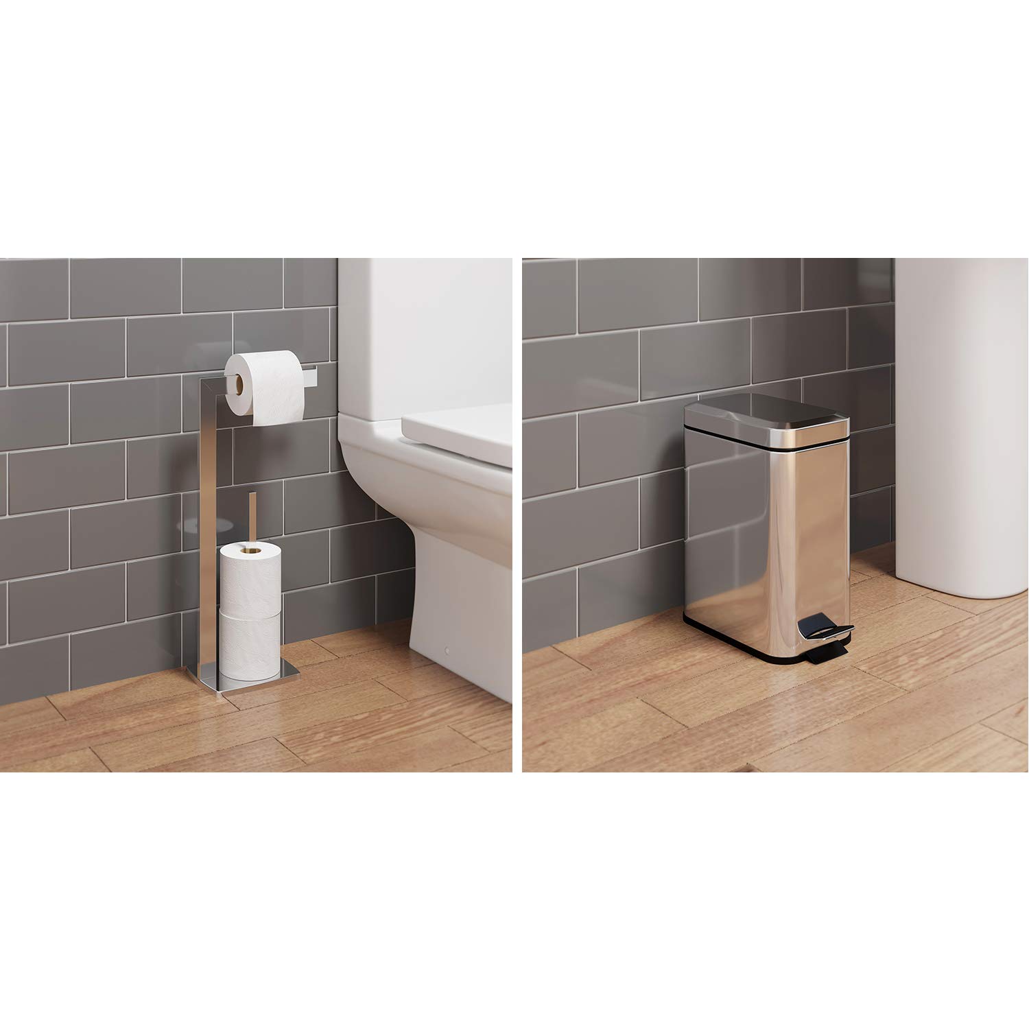 Buy Architeckt Bathroom WC Square Floor Standing Chrome Toilet Roll