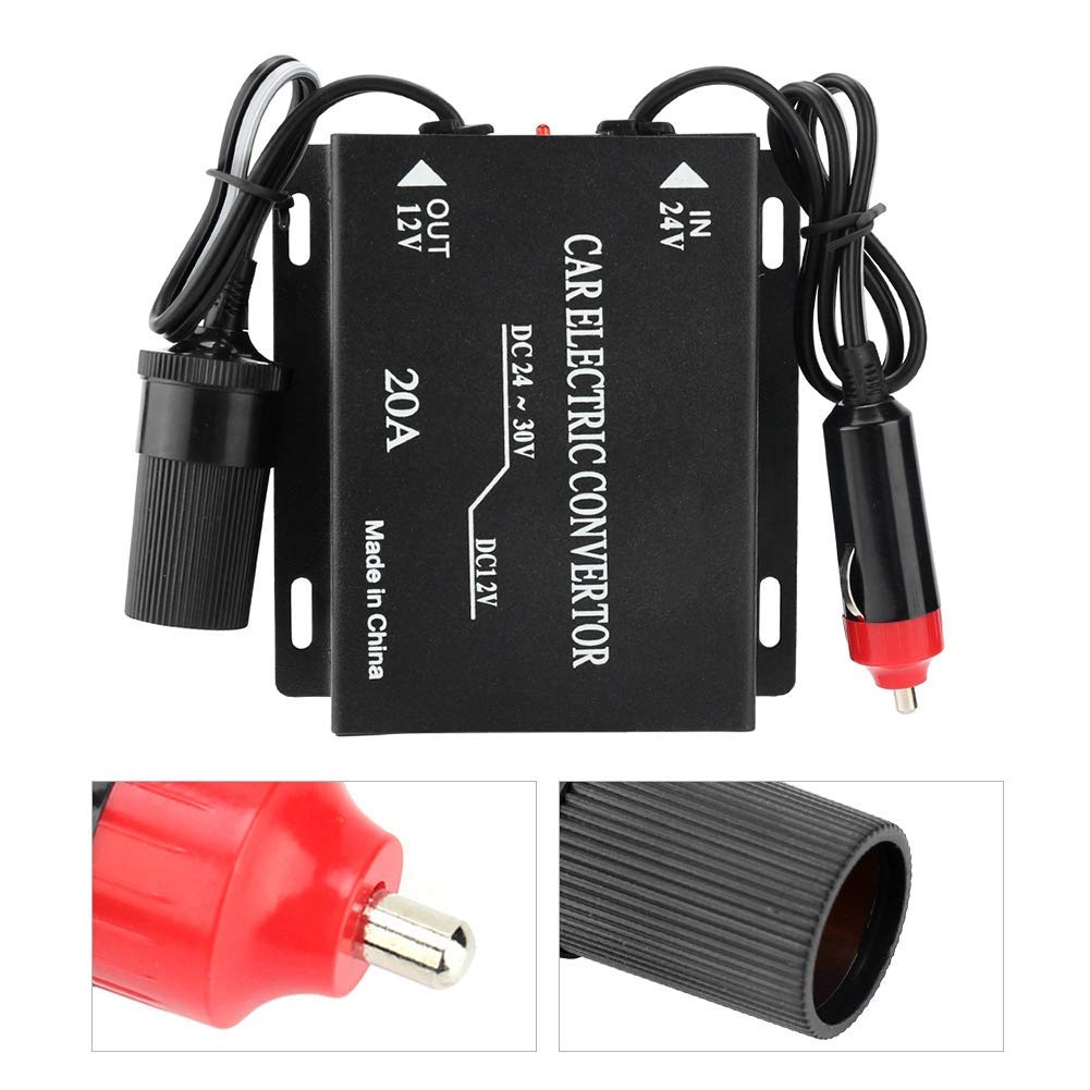 24V Auf 12V Auto Konverter, 20A Auto Stromrichter Abwärtsstromversorgungs-Stromrichter, Auto-Stromversorgungswandler Abwärtswandler Zigarettenanzündertyp für Car Audio LED Radio LKW Yacht