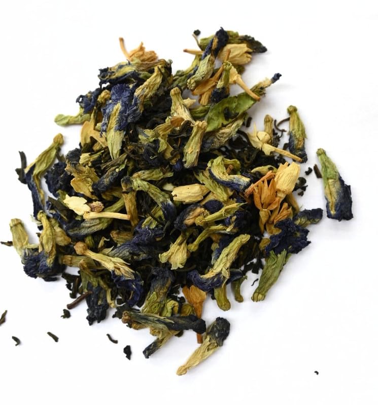 Image of Siyacha Tea Blue pea Jasmine Green Tea, For Calm Mind & Relaxation, Made with 100% Whole Leaf Natural Ingredients Loose Leaf Chai Patti, Natural Detox Healthy, 1 KG Pouch Makes 500 Cups (approx)