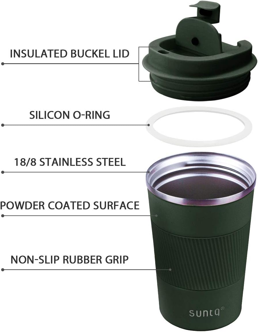 SUNTQ Reusable Coffee Cups Travel, Coffee Travel Mug with Leakproof Lid, Thermal Mug Insulated Cup - Image 4