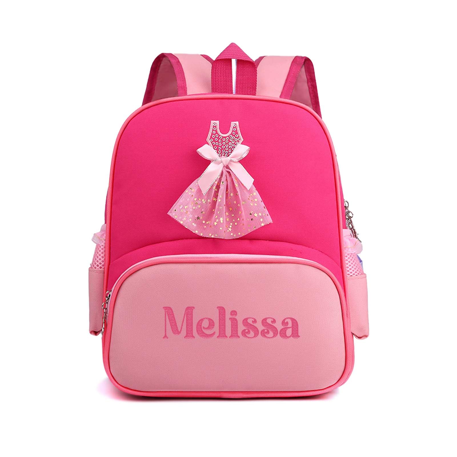 VRFASHION Personalized Ballet Dance Backpack for Girls W/Embroidery Name, Cute Custom Birthday Easter Gift, Rose-pink, Rucksack Backpacks
