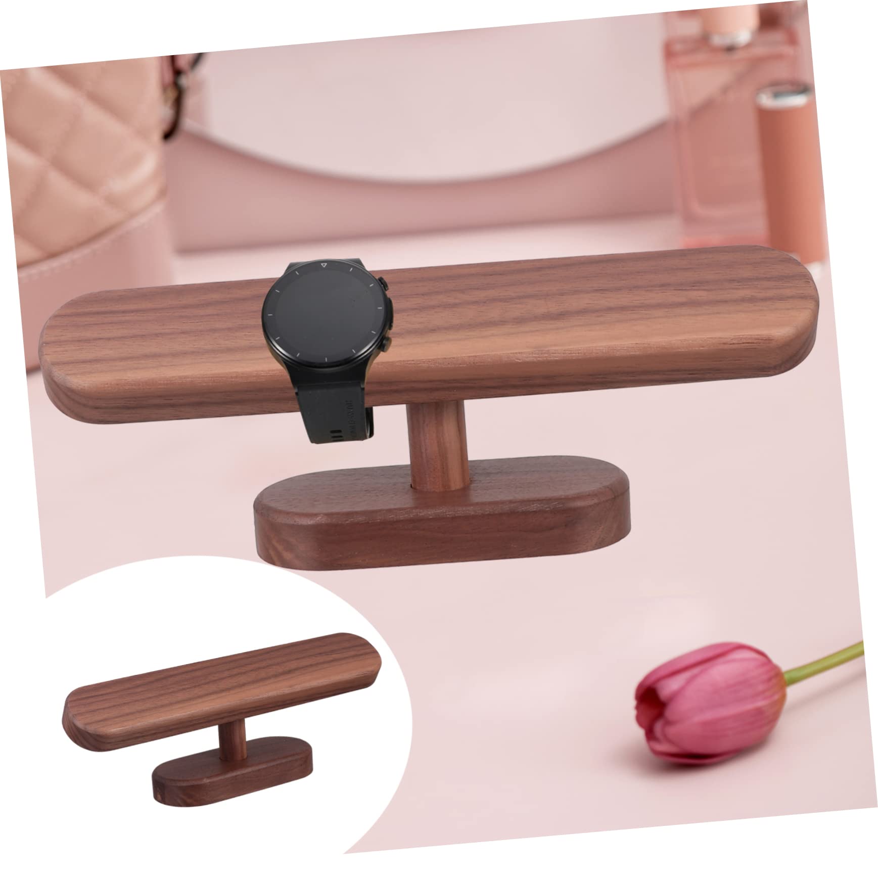 Présentoir de bijoux et montres en bois de noyer - Petit présentoir de bureau pour bracelets, accessoires, solution de rangement pour la maison et le magasin