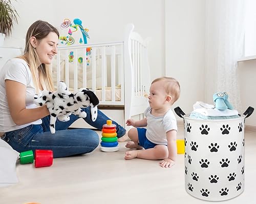 Miniatura 4 de HIYAGON Cestas de lavandería de tela de lona para perro, para decoración de dormitorio, cestas de regalo, ropa, guardería, niños, niños (patas)