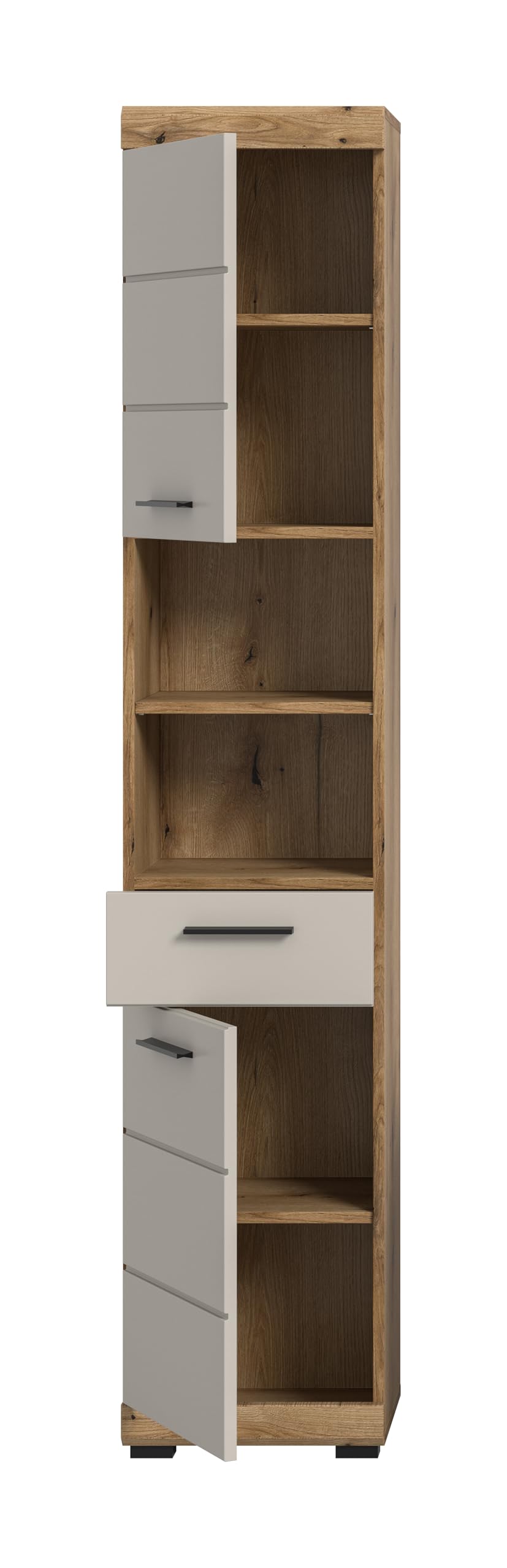 xonox.home – Hochschrank Scout 37x191x31 cm in Evoak Oak und Kaschmir Nachbildung matt – Schmaler Bad-Hochschrank mit viel Stauraum – modern – Bild 3