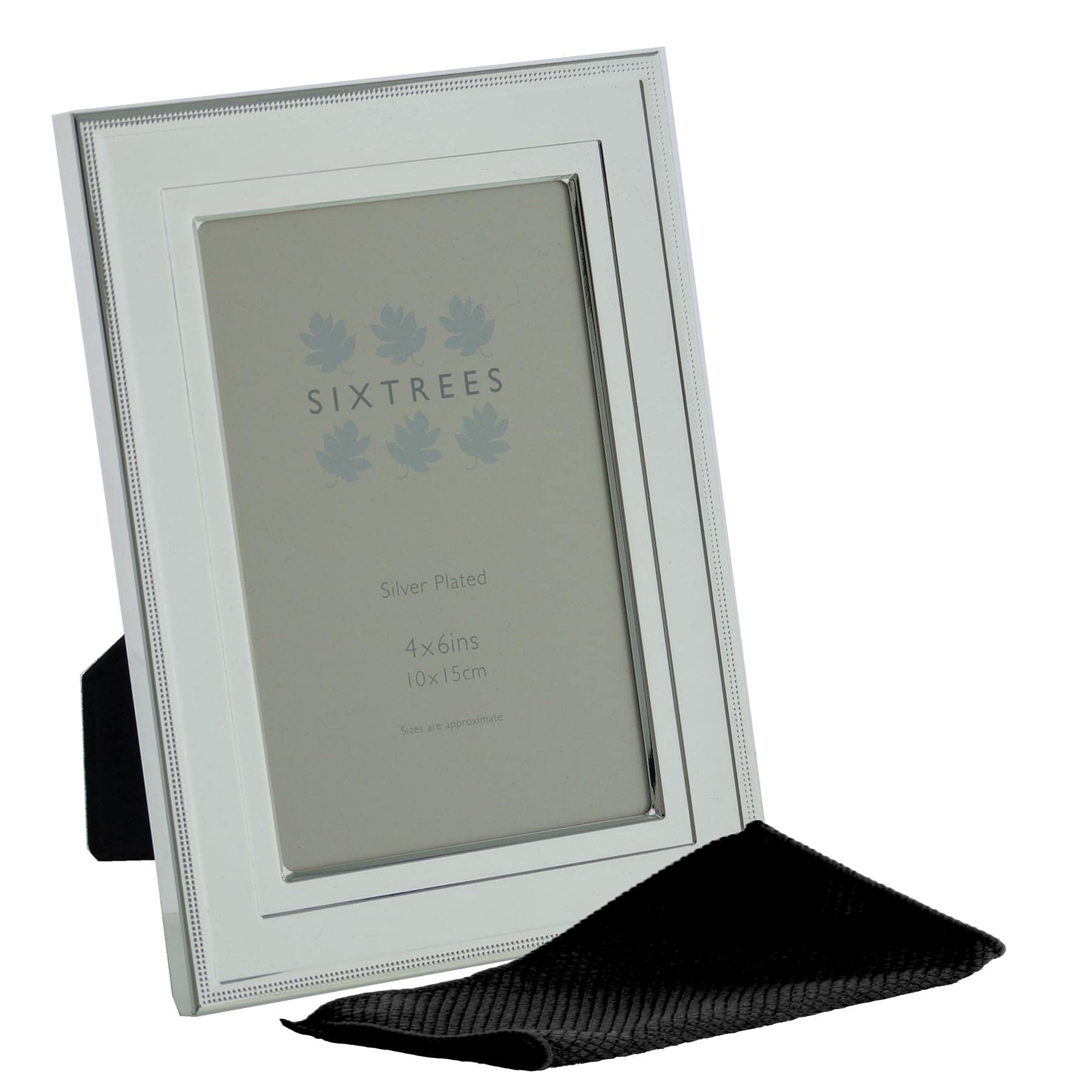 Sixtrees Drago Embossed Silver Plated 4 x 6 inch Photo Frame. Complete with Microfibre Polishing Cloth.