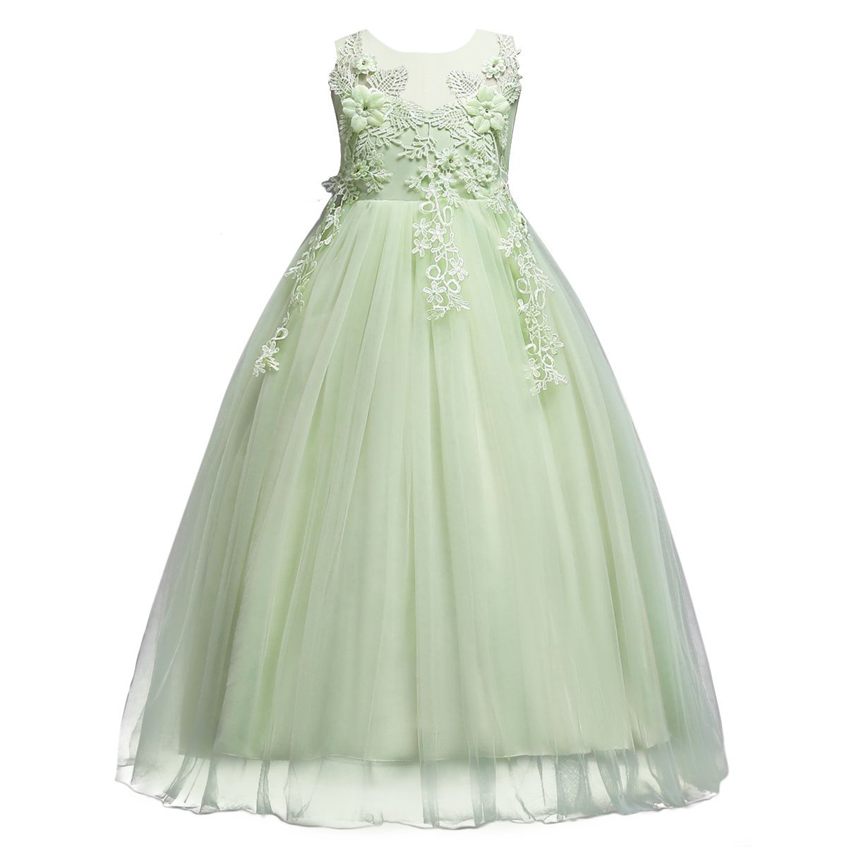 Vestido de niña de Dama De Honor Apliques de Encaje de Tul de Flores Princesa Vestidos de Boda Fiesta Comunión Cumpleaños Bola Pageant Paseo Baile Maxi Cóctel Fotografía Vestir 5-16 Años