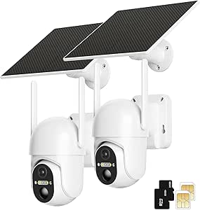 Ebitcam 4G LTE Cellular Security Cameras Include SD&SIM Card, Solar Powered Camera No WiFi Needed, 2K Live Video, 360° View, Color Night Vision, Motion&Siren Alert, Remote Access&Playback on Phone asin的图片