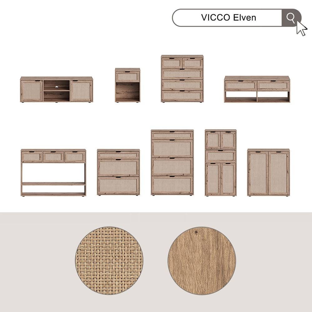 Vicco Comodino camera da letto Elven, Rovere, 47 x 60 cm