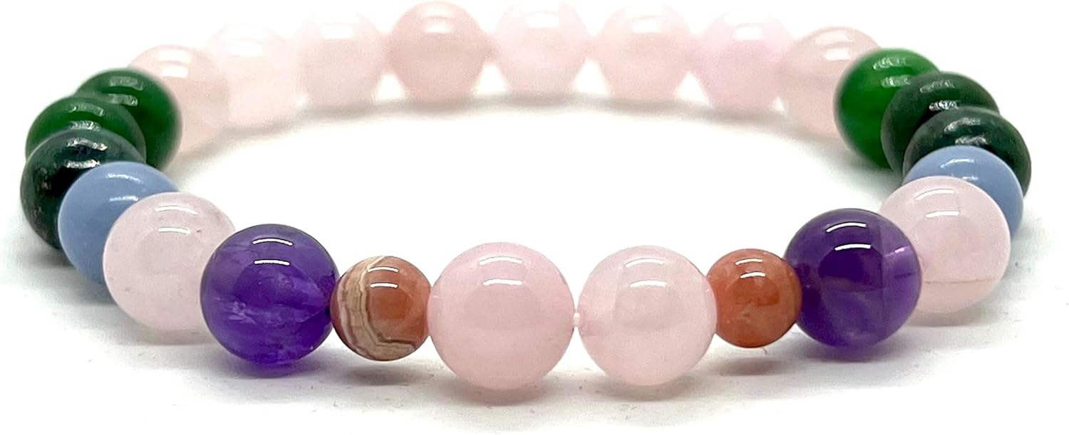 Energized & Blessed Emotional Trauma Healing Wrist Mala Bracelet, Opal, Rhodochrosite, Green Aventurine, Black Tourmaline, Recovery, Crystal Healing, Self love, Calming, dispelling fear, anger anxiety
