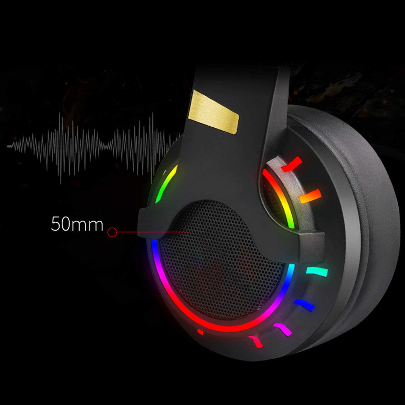K3 7.1 Casque de Jeu Filaire, Plug and Play HD Mic Surround Sound Ecouteur avec Microphone LED, Sensation de Confort Couleur LED Personnalisée 7.1 Son de Vibration pour PC