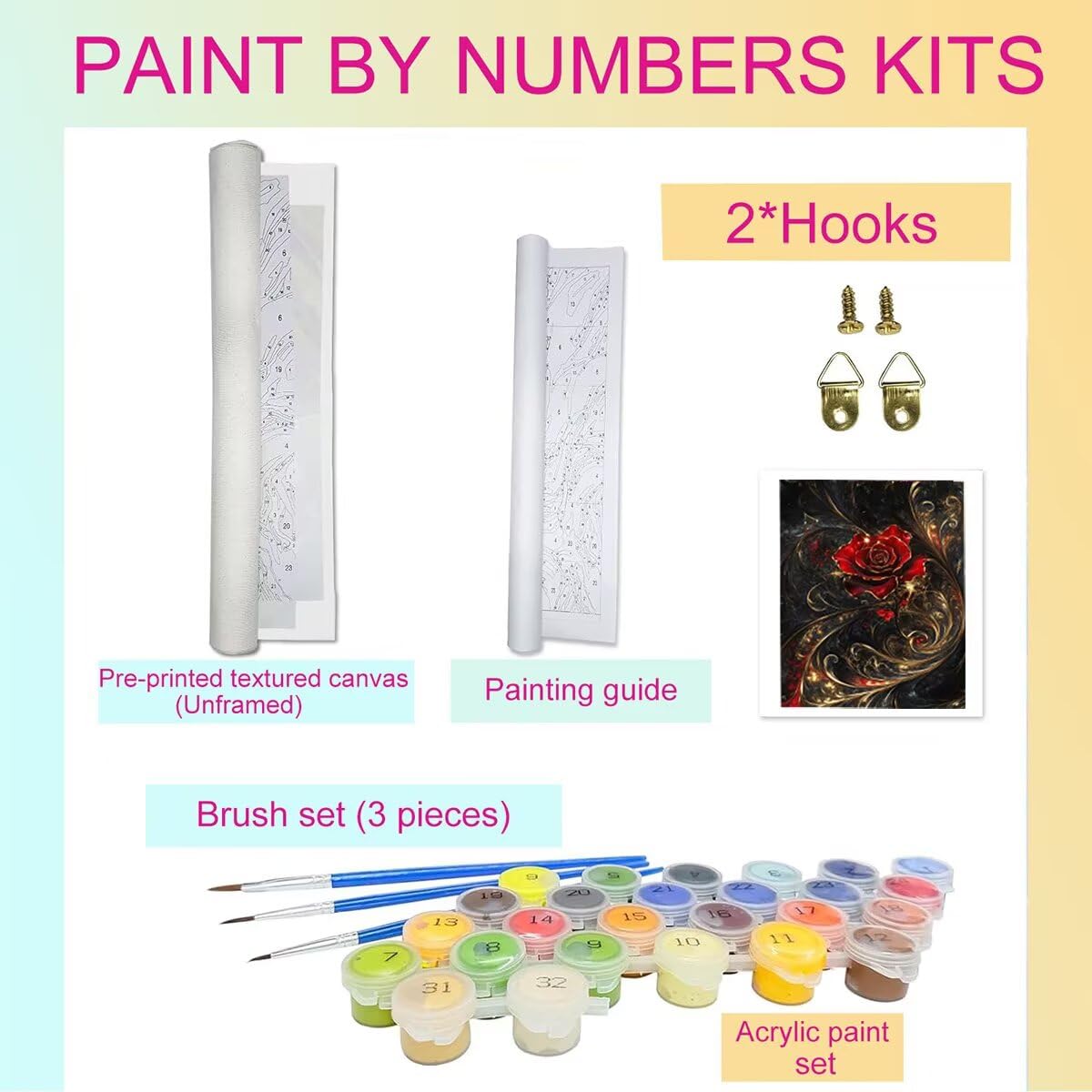 Dipingere con i Numeri Fiore, Paint by Numbers Adulti Astratto, Fai da te Creativi Adulti Quadri da Dipingere Numerati Kit per Decorazione Della Parete di Casa, Regalo 100x135 cm Senza Cornice 8J-1