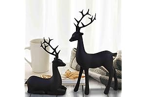 Black Reindeer Christmas Figurines - Festive Ornaments for Enchanting Holiday Decor