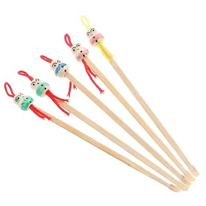 VALICLUD 5-Piece Bamboo Ear Cleaner Set Doll Head Design Soft Earpicks for Ear Wax Removal for Personal Care