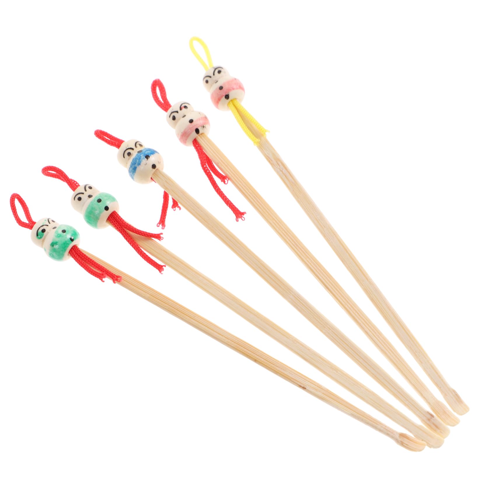 VALICLUD 5-Piece Bamboo Ear Cleaner Set Doll Head Design Soft Earpicks for Ear Wax Removal for Personal Care