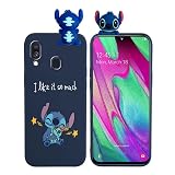 Omyzo Coque pour Samsung Galaxy A40 5,9',Stitch Motif 3D Dessin Animé Poupée Mode Mignon Cover Anti-Rayures Antichoc Doux TPU Silicone Protection Case Housse Compatible avec Samsung A40