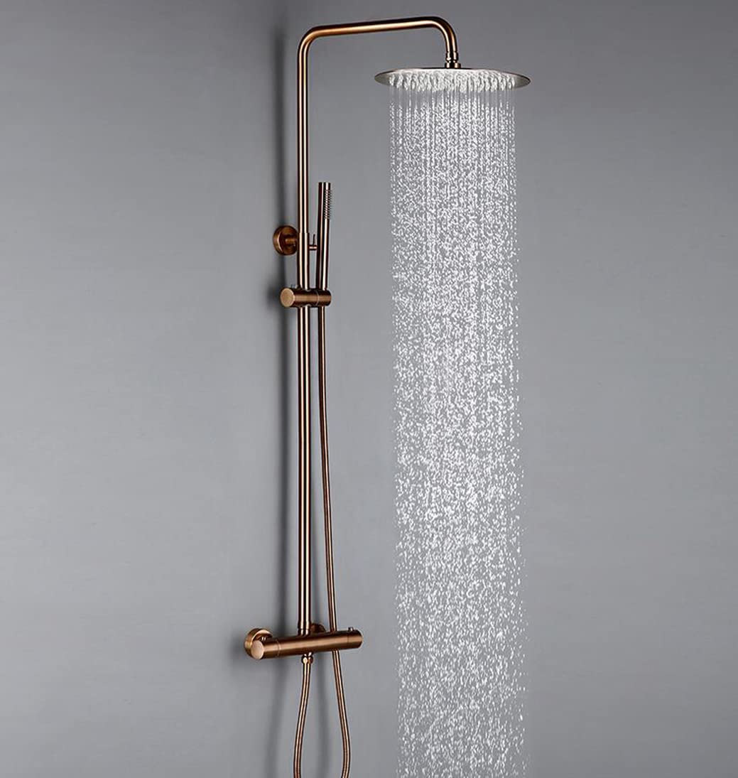 Système de douche effet pluie tropicale pour salle de bain moderne en or rose