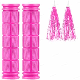 Bike Handle Grips with Tassel Streamers, Kids Non-Slip-Rubber Bicycle Handlebar Grips for Girls Boys, Suitable for BMX MTB Bicycle Mountain Bike Scooter Folding Bike