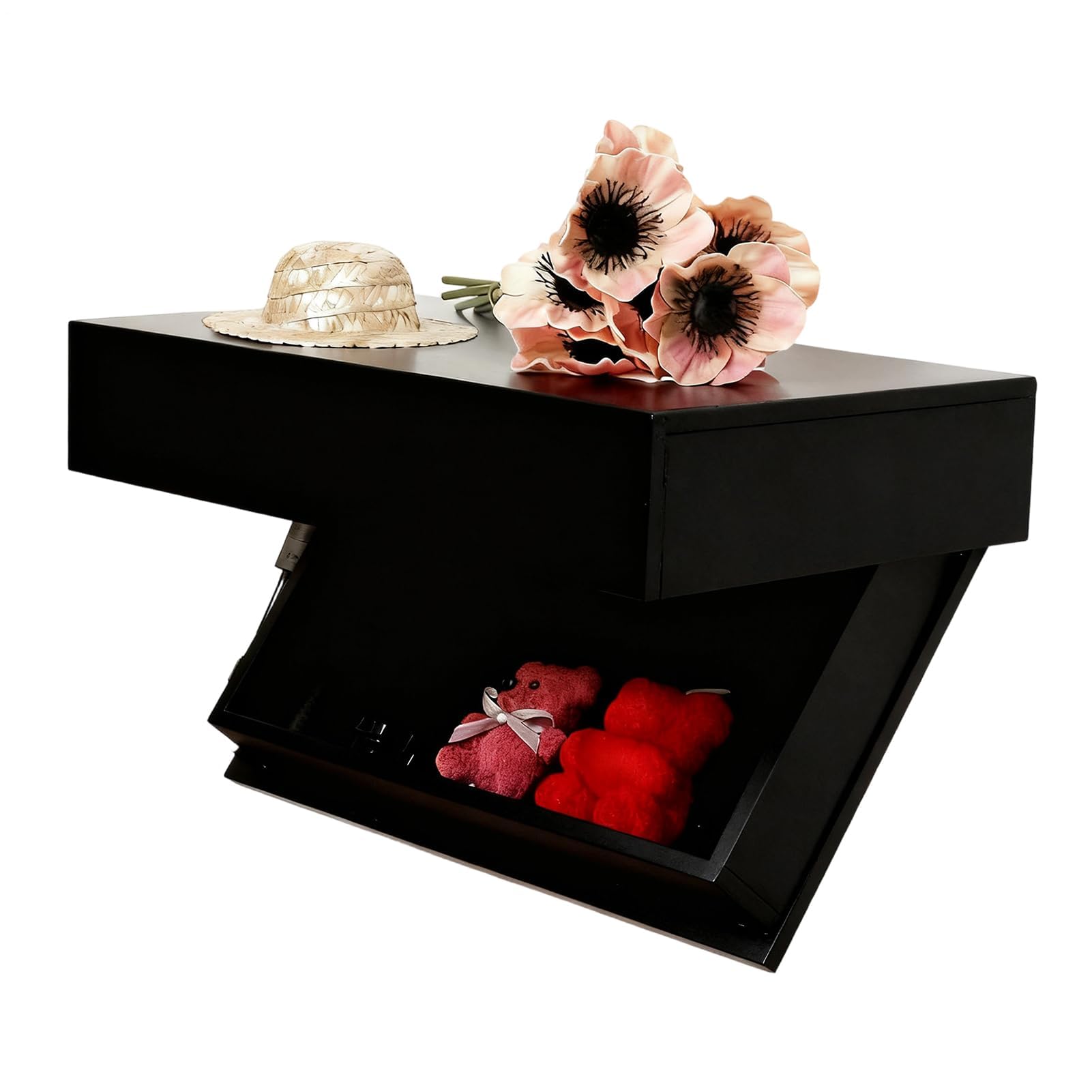 YUANCHUTOP Concealed Floating Shelf - Magic Flap Wall Shelf | Wall-Mounted Hidden Storage Solution | Concealed Floating Storage Rack For Photos Books Souvenirs Perfume Living Room