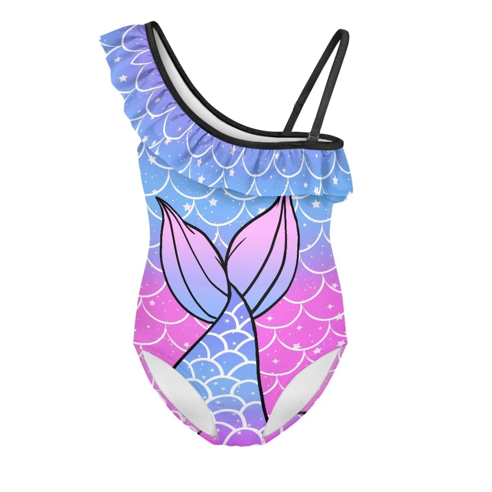 Girls One Piece Bathing Suit,Slim-Fit Ruffle Strap Swimsuit with Adjustable Strap Quick Dry Summer Beach Swim Suit